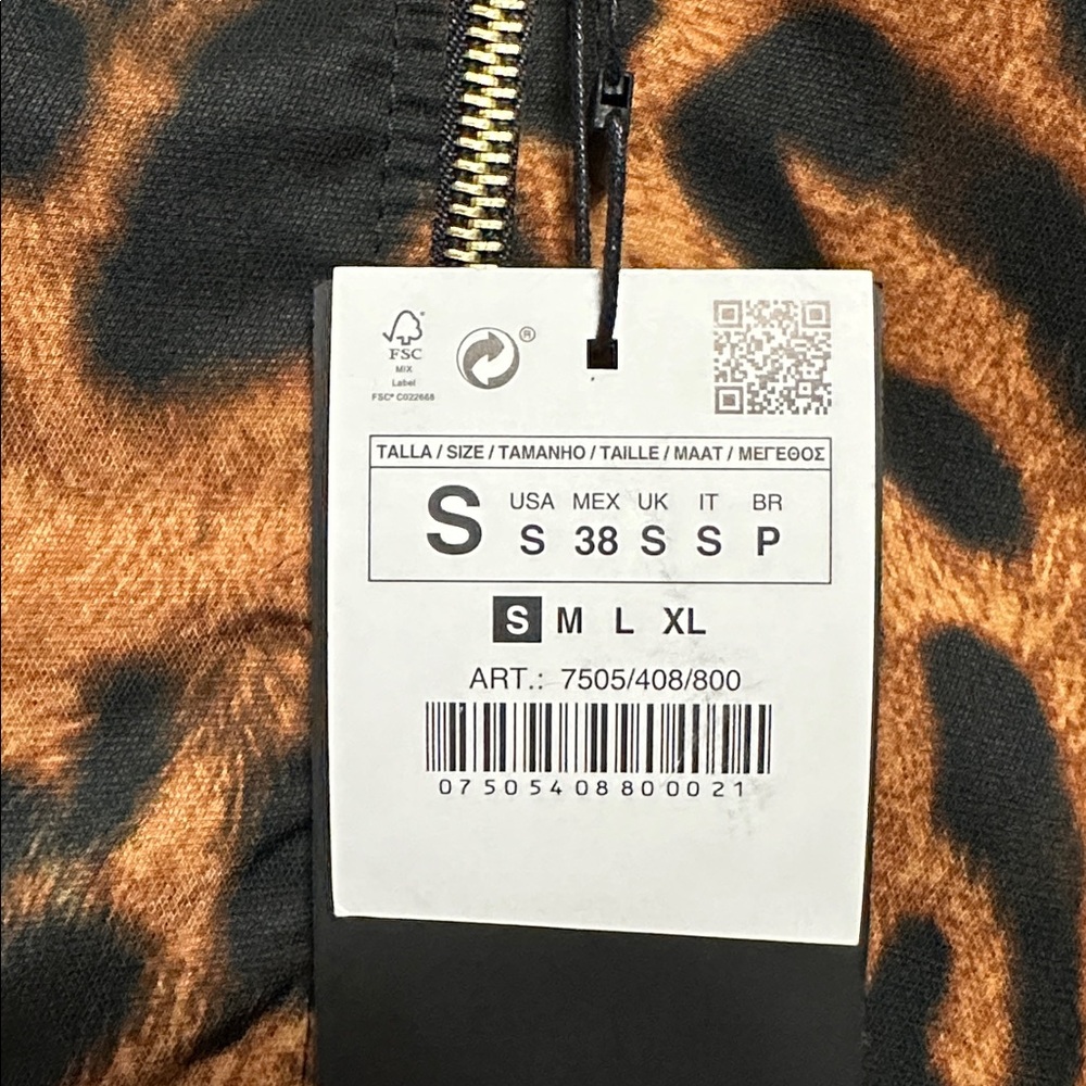 Zara Animal Print Leopard Bomber Jacket Small new w tags - Picture 4 of 4